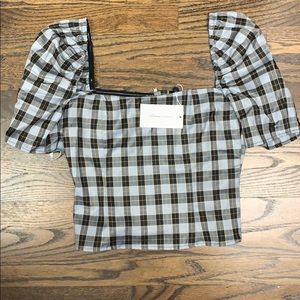 Lovers and friend blue and black plaid crop top